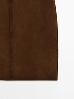 Suede midi skirt with belt loops