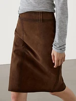 Suede midi skirt with belt loops