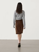 Suede midi skirt with belt loops