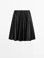 Nappa leather box pleat midi skirt