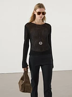 Long sleeve cutwork sweater