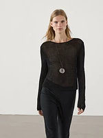 Long sleeve cutwork sweater