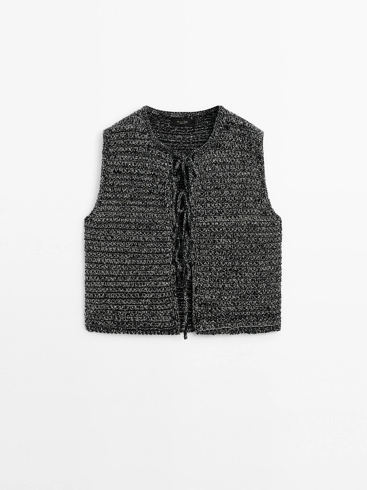 Knit vest with tie details