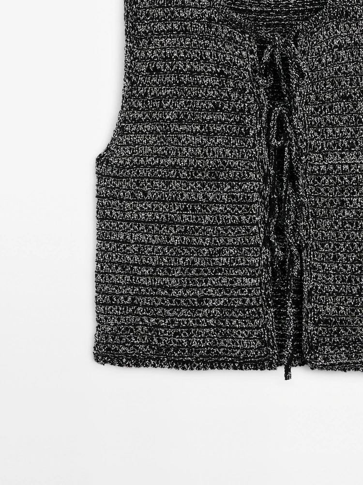 Knit vest with tie details