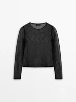 Cropped openwork sweater