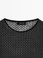 Cropped openwork sweater