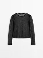 Cropped openwork sweater