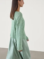 Flecked knit sweater with boat neck