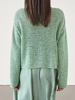 Flecked knit sweater with boat neck