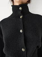 Cropped cardigan with funnel neck