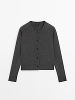 100% cashmere crew neck cardigan