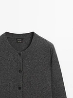 100% cashmere crew neck cardigan