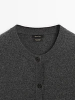 100% cashmere crew neck cardigan