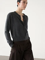 100% cashmere crew neck cardigan