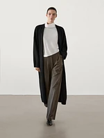 100% cashmere extra long knit cardigan