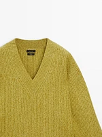 Sweater with wide V-neck