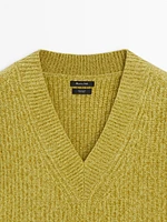 Sweater with wide V-neck