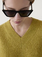 Sweater with wide V-neck