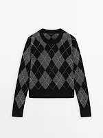 Argyle crew neck sweater