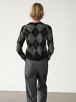 Argyle crew neck sweater