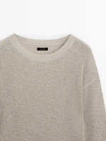 Oversize crew neck knit sweater