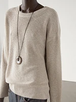 Oversize crew neck knit sweater