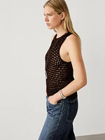 Cotton blend cutwork top