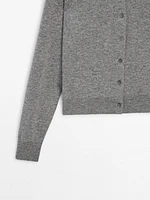 Knit cardigan with crew neck co-ord