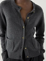 Wool blend buttoned cardigan