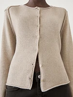 Overlocked knit wool blend cardigan