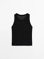 Crew neck open-knit top