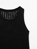 Crew neck open-knit top