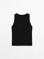 Crew neck open-knit top