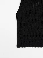 Crew neck open-knit top