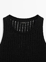 Crew neck open-knit top