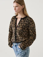 Wool and alpaca blend animal print cardigan