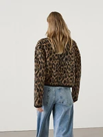 Wool and alpaca blend animal print cardigan