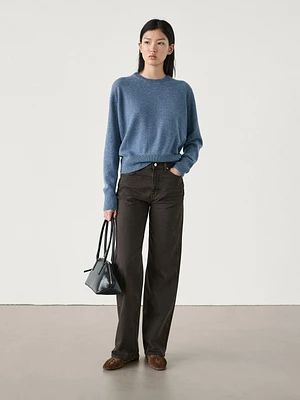 Wool and cashmere blend crew neck sweater