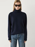 Wool blend knit sweater with high neck