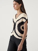 Crochet top with contrast detail