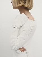 Cotton knit boat neck sweater