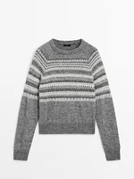 Knit jacquard sweater with design