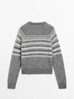 Knit jacquard sweater with design