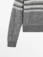 Knit jacquard sweater with design