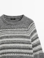 Knit jacquard sweater with design