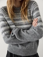 Knit jacquard sweater with design