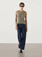 Ribbed knit vest with pocket details