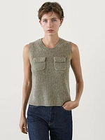 Ribbed knit vest with pocket details