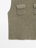 Ribbed knit vest with pocket details