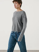 Knit sweater with shoulder seams